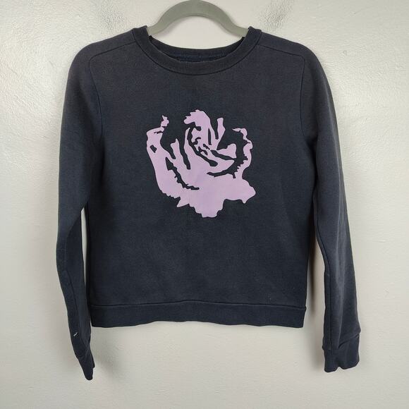 Opening Ceremony Sweatshirt Womens Small Washed Black Lavender Rose Graphic‎ - Picture 1 of 7